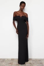 Trendyol Black Body-Sitting Woven Long Evening Dress