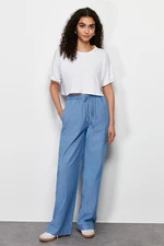 Trendyol Blue Elastic High Waist Chambre Wide Leg Jeans