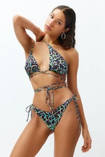 Trendyol Animal Patterned Triangle Cut Out/Window Regular Bikini Set