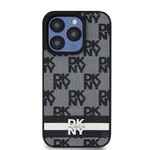 Zadní kryt DKNY PU Leather Checkered Pattern and Stripe pro Apple iPhone 13 Pro, černá