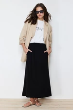 Trendyol Black Elastic Waist Plain Knitted Skirt