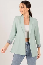 armonika Women's Mint Striped One-Button Jacket