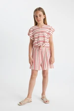 DEFACTO Girl's Striped Short Sleeve Jumpsuit