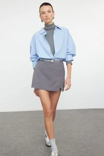 Trendyol Gray Mini Slit Detailed Woven Shorts Skirt