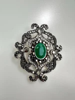 Brooch XZ459-107 silver + green