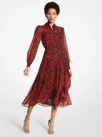 Michael Kors Dress - ANIMAL PTCHWK MIDI DRESS red