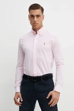 Bavlněná košile Polo Ralph Lauren růžová barva, regular, s límečkem button-down, 710932545