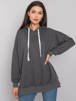 Dark grey melange plain hoodie