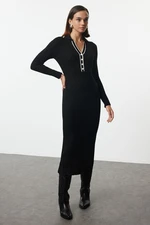 Trendyol Stone Color Block Midi Knitwear Premium Yarn/Special Yarn Dress