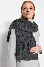 Trendyol Anthracite Knit Detailed Knitwear Scarf