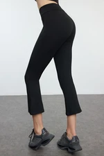 Trendyol Black Spanish Leg Yoga Capri Length Knitted Sports Leggings