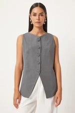 Happiness İstanbul Women's Anthracite Sleeveless Woven Vest