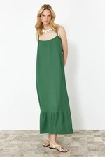 Trendyol Green Straight Back Detailed Strappy Wrapped/Textured Maxi Knitted Dress