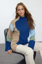 Trendyol Blue Color Block Knit Sweater