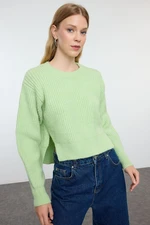 Trendyol Mint Crop Basic Balloon Sleeve Knitwear Sweater