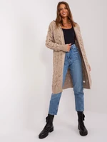 Dark beige women's hooded cardigan