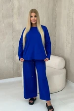 Punto Milano winter sweatshirt set + wide-legged trousers cornflower blue