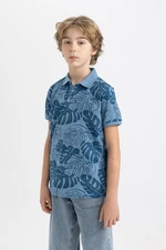 DEFACTO Boy's Patterned Pique Short Sleeve Polo T-Shirt