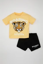 DEFACTO Baby Boy Tiger Printed Short Sleeve T-Shirt Shorts 2-Piece Set