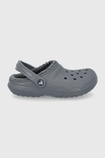 Pantofle Crocs CLASSIC LINED CLOG šedá barva, ASSIC.LINED.CLOG.203591-ELECTRIC.P