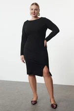 Trendyol Curve Black Crepe Knit Plus Size Dress