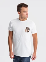 Ombre Men's cotton t-shirt with chest print - white