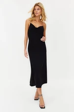 Trendyol Black Stone Accessory Detailed Knitted Elegant Evening Dress