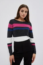 Striped sweater with metallic thread