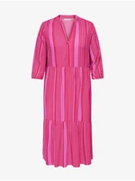 Pink Women's Striped Shirt Maxi Dress ONLY CARMAKOMA Marrakesh
