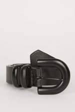 DEFACTO Woman Oval Buckle Faux Leather Classic Belt