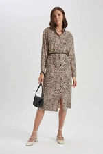 DEFACTO Shirt Collar Long Sleeve Dress