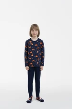 Boys' pyjamas Witalis, long sleeves, long legs - print/navy blue