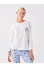 LC Waikiki Women's Pajamas Set with Crew Neck Printed Long Sleeve