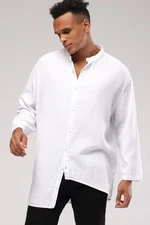 XHAN White Judge Collar Asymmetrical Shirt