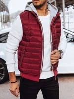 Men's quilted hooded vest, burgundy, Dstreet