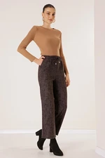 By Saygı Snowflake Palazzo Trousers with Elastic Waist and Side Pockets