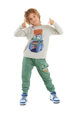 Denokids Monster Truck Boys Gray T-shirt and Khaki Pants Suit