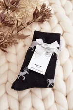 Women's Christmas Socks 3-Pack Grey and Black