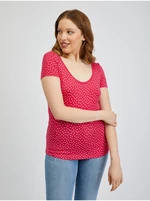 Tmavě růžové dámské puntíkované tričko ORSAY