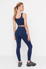 Trendyol Dark Navy Bezešvé/Bezešvé Komprese Pletené sportovní punčocháče po celé délce