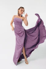 Lafaba Women's Lavender One-Shoulder Satin Evening & Prom Dress