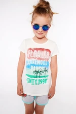 Girls' T-shirt with cream print