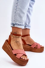 Women's comfortable sandals on a lap of brown-pink Laurie