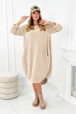 Corduroy dress with pockets beige