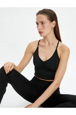 Koton Sports Bras With Thin Straps V-Neck Draped Uncapless.