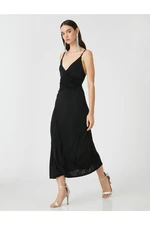 Koton Strapless Dress Shirring Detail V-Neck