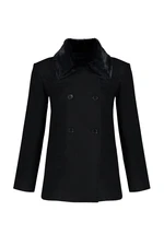 Trendyol Black Fur Collar Detailed Woolen Cachet Coat