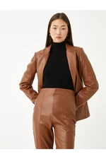 Koton Faux Leather Blazer Jacket with Pocket Detail.