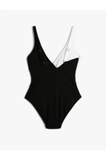 Koton Covered Strappy Swimsuit V-Neck Metal Belt Detail