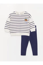 LC Waikiki Crew Neck Long Sleeve Striped Baby Boy Sweatshirt and Tights